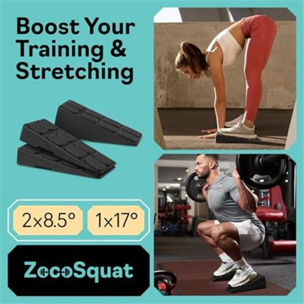 Squat Wedge Blocks Set Slant Board Calf Stretch Heel Elevation Squat Ramp - Picture 3 of 6